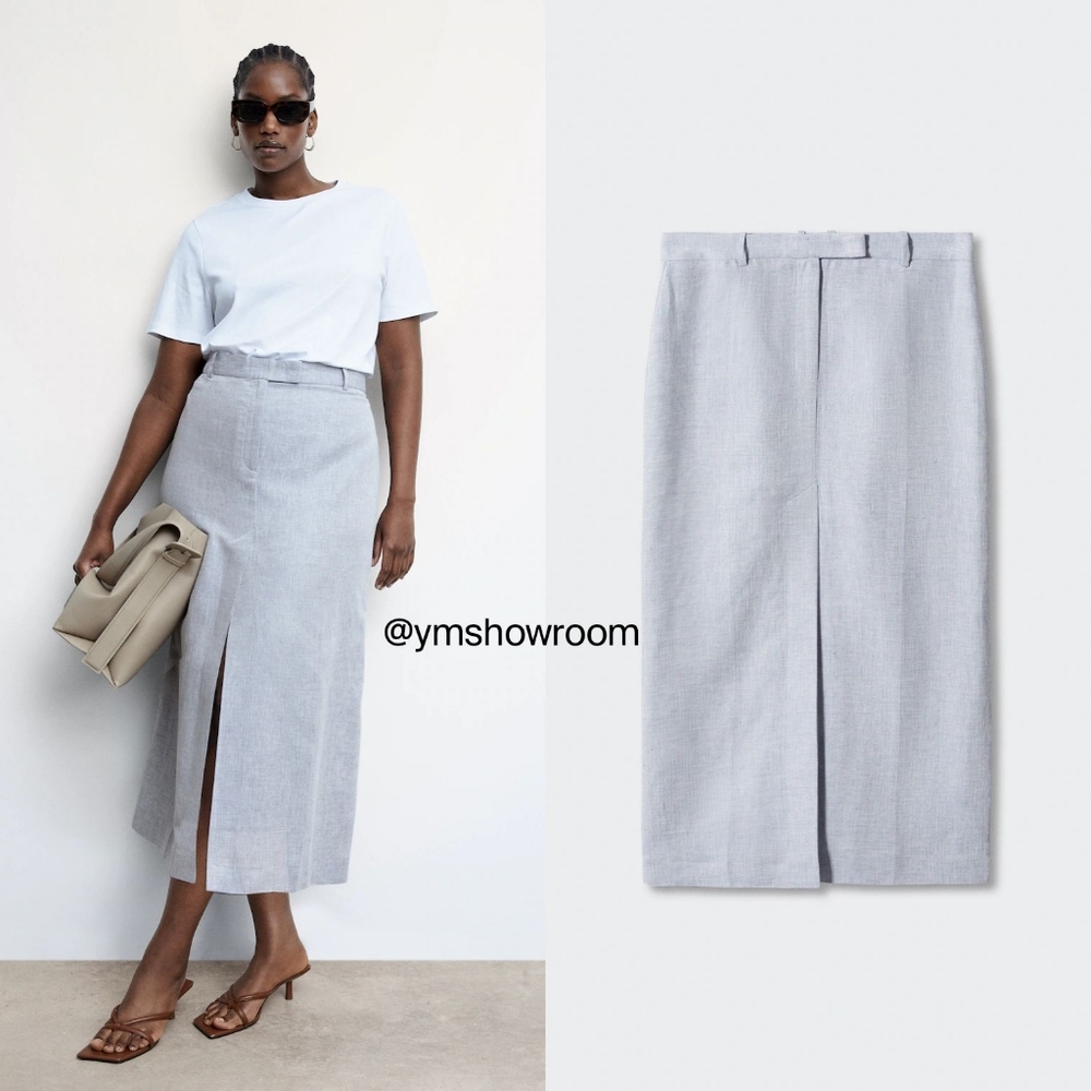 MANGO Linen blend skirt